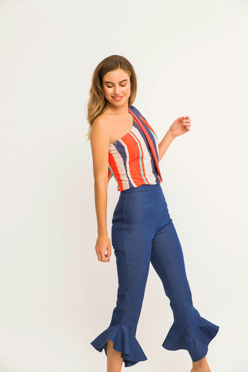 pantalon  de fiesta vaquero con volantes apparentia