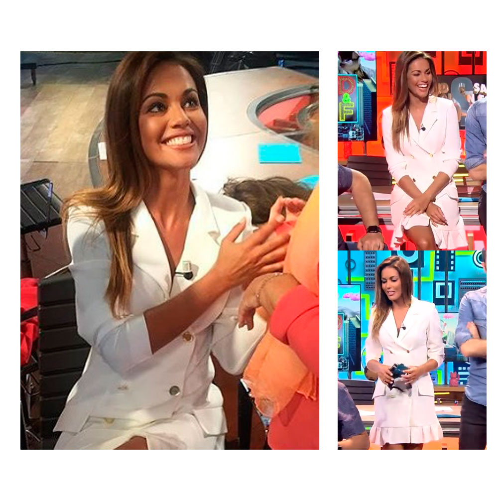 lara alvarez con vestido esmoquin blanco harriet de apparentia