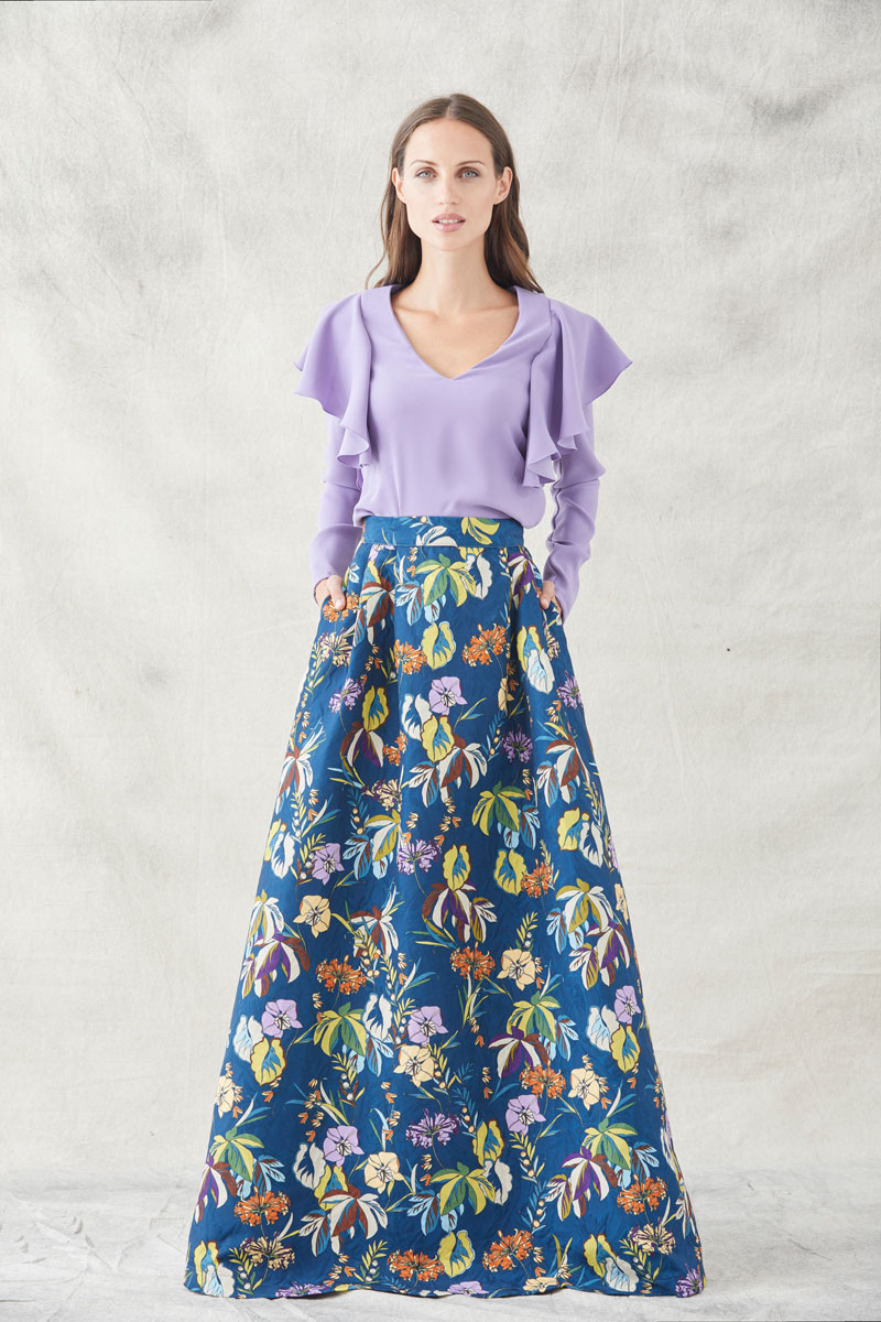 falda constance estampada con blussa lily de apparentia